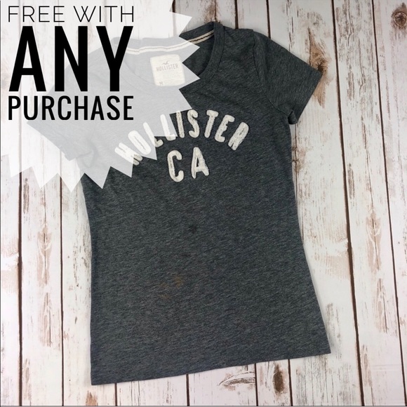 Hollister Tops - Hollister Gray Embroidered T-Shirt